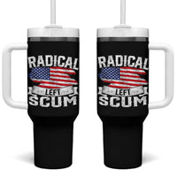Radical Left Scum Tumbler With Handle Funny Political Quote American Flag