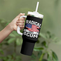 Radical Left Scum Tumbler With Handle Funny Political Quote American Flag