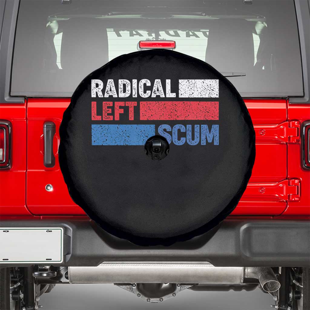 Radical Left Scum Spare Tire Cover Sarcastic Political Quote American Flag