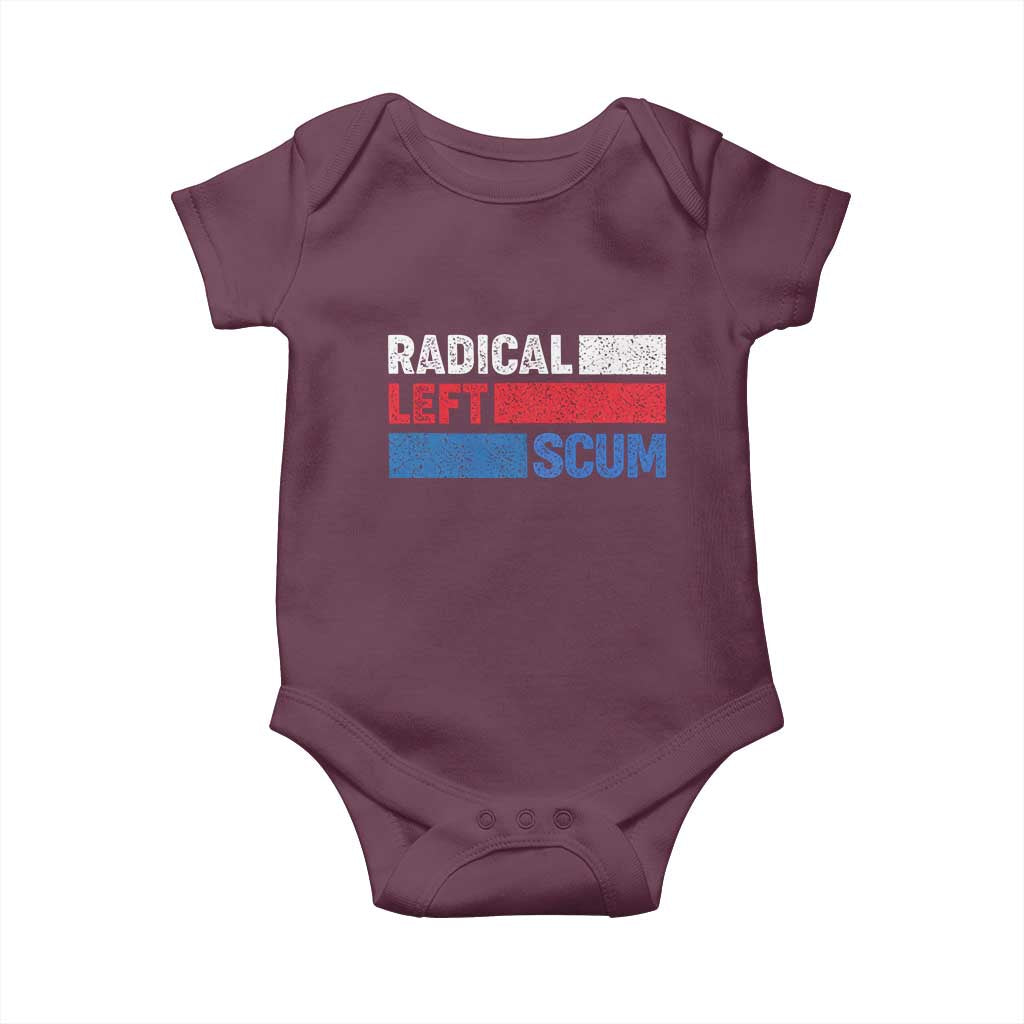 Radical Left Scum Baby Onesie Sarcastic Political Quote American Flag