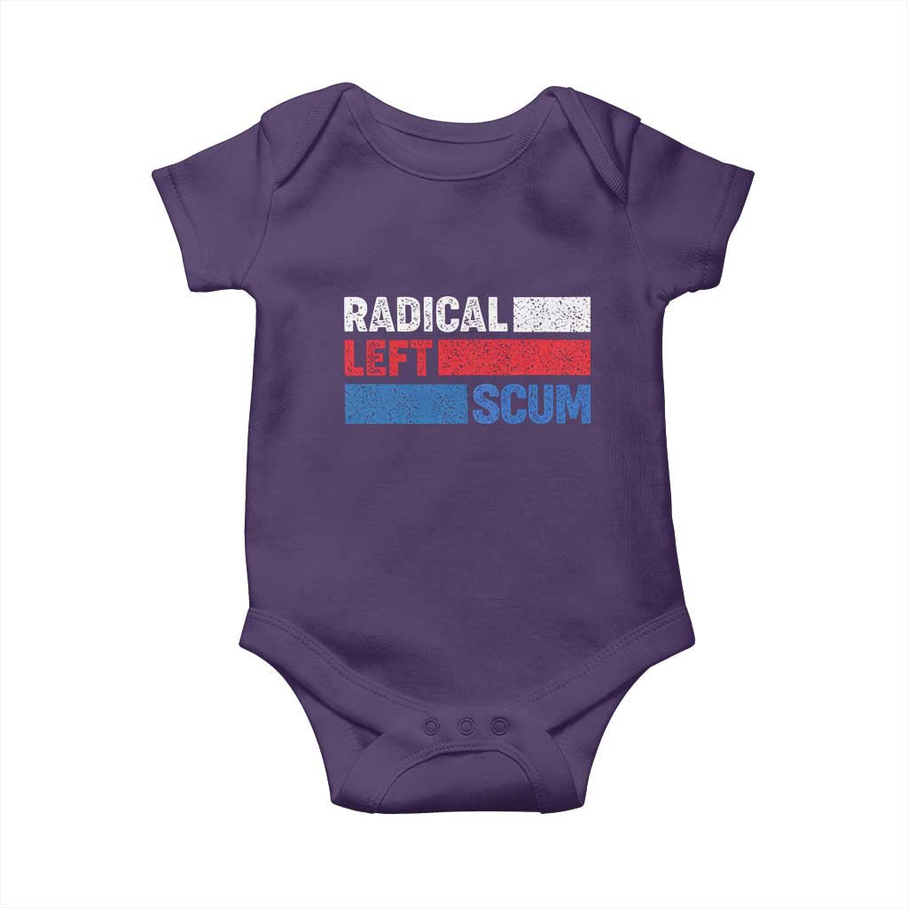 Radical Left Scum Baby Onesie Sarcastic Political Quote American Flag