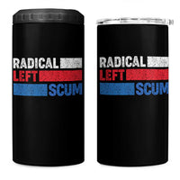 Radical Left Scum 4 in 1 Can Cooler Tumbler Sarcastic Political Quote American Flag