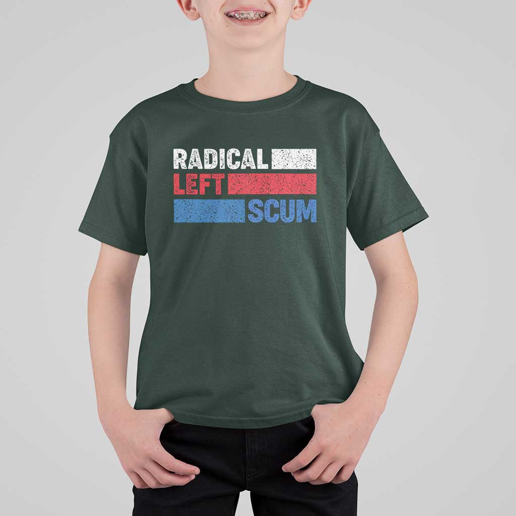 Radical Left Scum T Shirt For Kid Sarcastic Political Quote American Flag