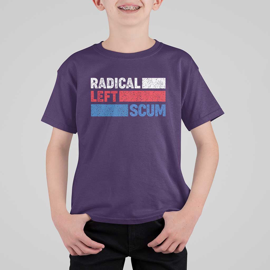 Radical Left Scum T Shirt For Kid Sarcastic Political Quote American Flag