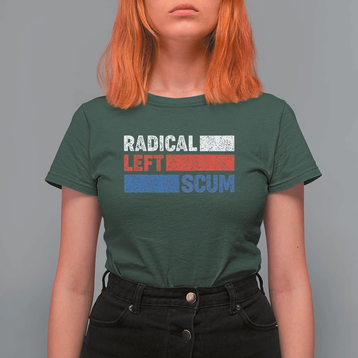 Radical Left Scum T Shirt For Women Sarcastic Political Quote American Flag