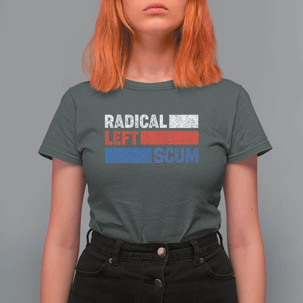 Radical Left Scum T Shirt For Women Sarcastic Political Quote American Flag