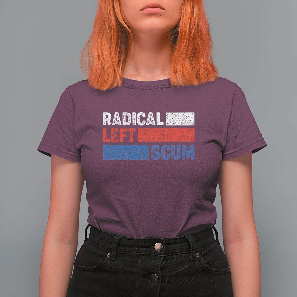 Radical Left Scum T Shirt For Women Sarcastic Political Quote American Flag