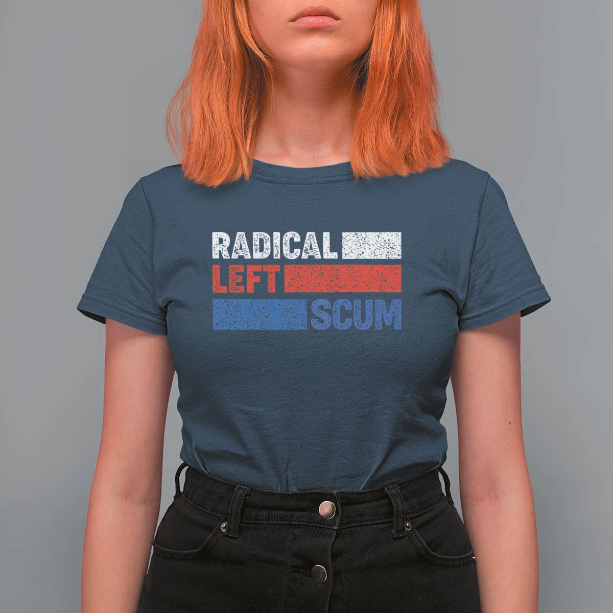 Radical Left Scum T Shirt For Women Sarcastic Political Quote American Flag