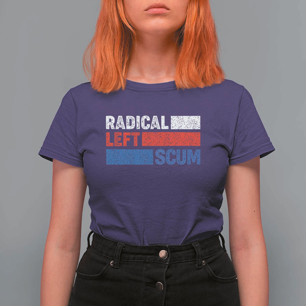Radical Left Scum T Shirt For Women Sarcastic Political Quote American Flag