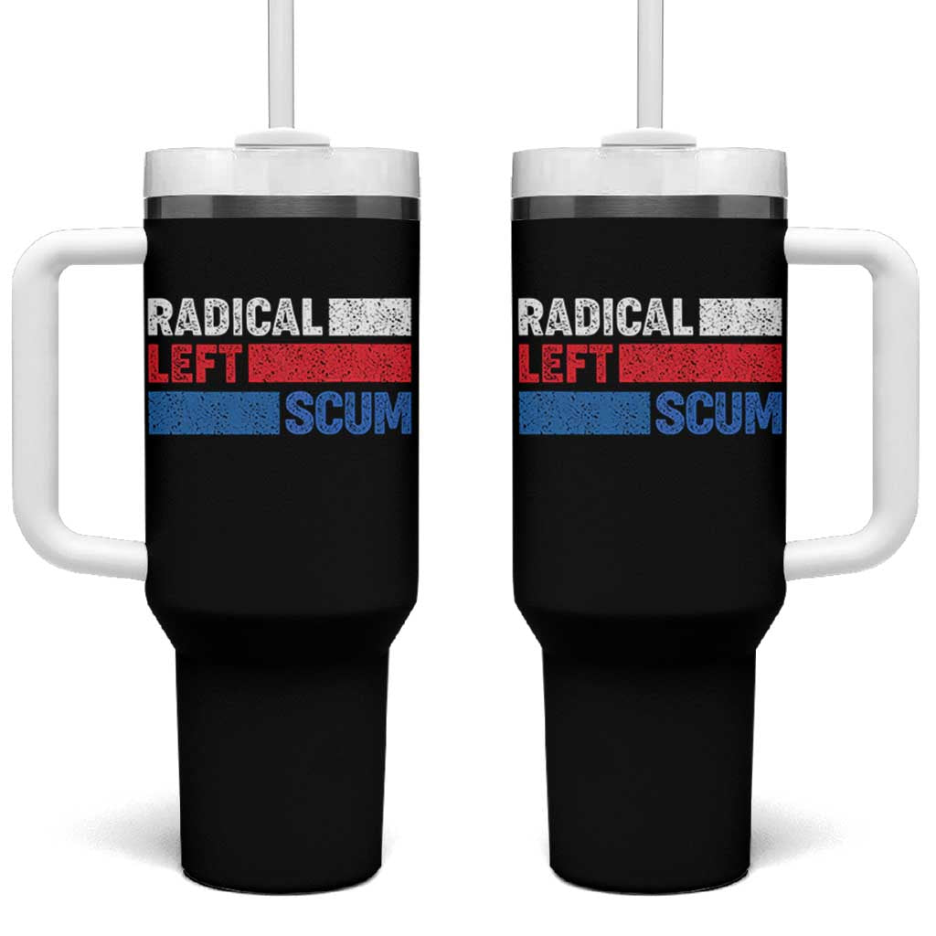 Radical Left Scum Tumbler With Handle Sarcastic Political Quote American Flag