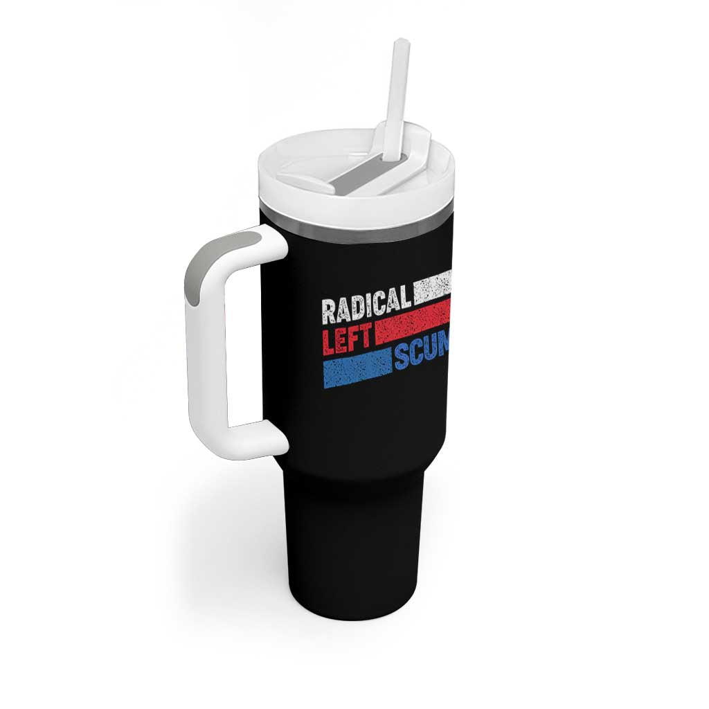 Radical Left Scum Tumbler With Handle Sarcastic Political Quote American Flag