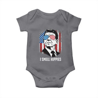 Ronald Reagan 4th of July America Flag Baby Onesie I Smell Hippies