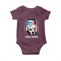 Ronald Reagan 4th of July America Flag Baby Onesie I Smell Hippies