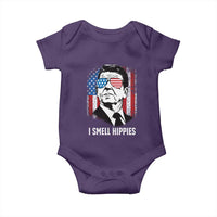 Ronald Reagan 4th of July America Flag Baby Onesie I Smell Hippies