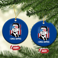 Ronald Reagan 4th of July America Flag Ceramic Ornament I Smell Hippies