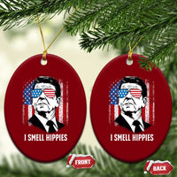 Ronald Reagan 4th of July America Flag Ceramic Ornament I Smell Hippies