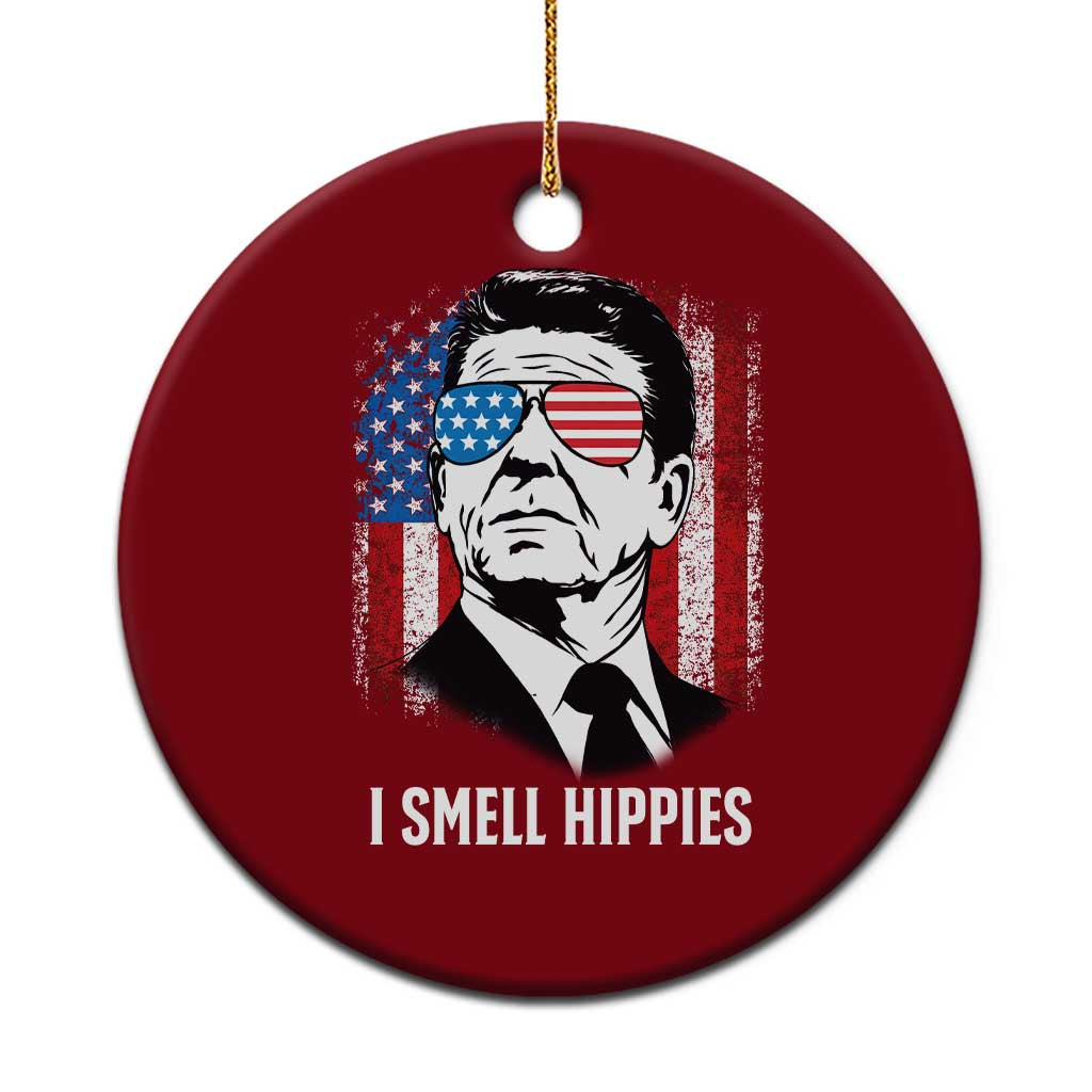 Ronald Reagan 4th of July America Flag Ceramic Ornament I Smell Hippies