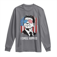 Ronald Reagan 4th of July America Flag Long Sleeve Shirt I Smell Hippies