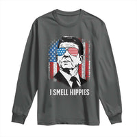 Ronald Reagan 4th of July America Flag Long Sleeve Shirt I Smell Hippies