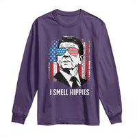 Ronald Reagan 4th of July America Flag Long Sleeve Shirt I Smell Hippies