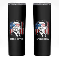 Ronald Reagan 4th of July America Flag Skinny Tumbler I Smell Hippies