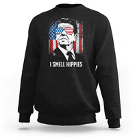 Ronald Reagan 4th of July America Flag Sweatshirt I Smell Hippies