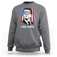 Ronald Reagan 4th of July America Flag Sweatshirt I Smell Hippies