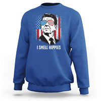 Ronald Reagan 4th of July America Flag Sweatshirt I Smell Hippies