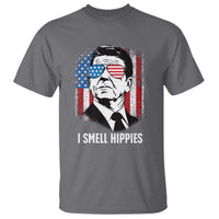 Ronald Reagan 4th of July America Flag T Shirt I Smell Hippies