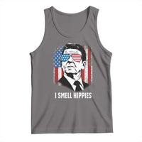 Ronald Reagan 4th of July America Flag Tank Top I Smell Hippies