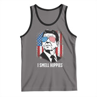 Ronald Reagan 4th of July America Flag Tank Top I Smell Hippies