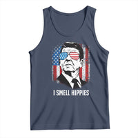 Ronald Reagan 4th of July America Flag Tank Top I Smell Hippies