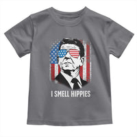 Ronald Reagan 4th of July America Flag Toddler T Shirt I Smell Hippies