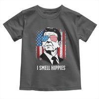 Ronald Reagan 4th of July America Flag Toddler T Shirt I Smell Hippies