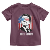 Ronald Reagan 4th of July America Flag Toddler T Shirt I Smell Hippies