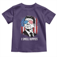 Ronald Reagan 4th of July America Flag Toddler T Shirt I Smell Hippies