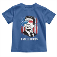 Ronald Reagan 4th of July America Flag Toddler T Shirt I Smell Hippies