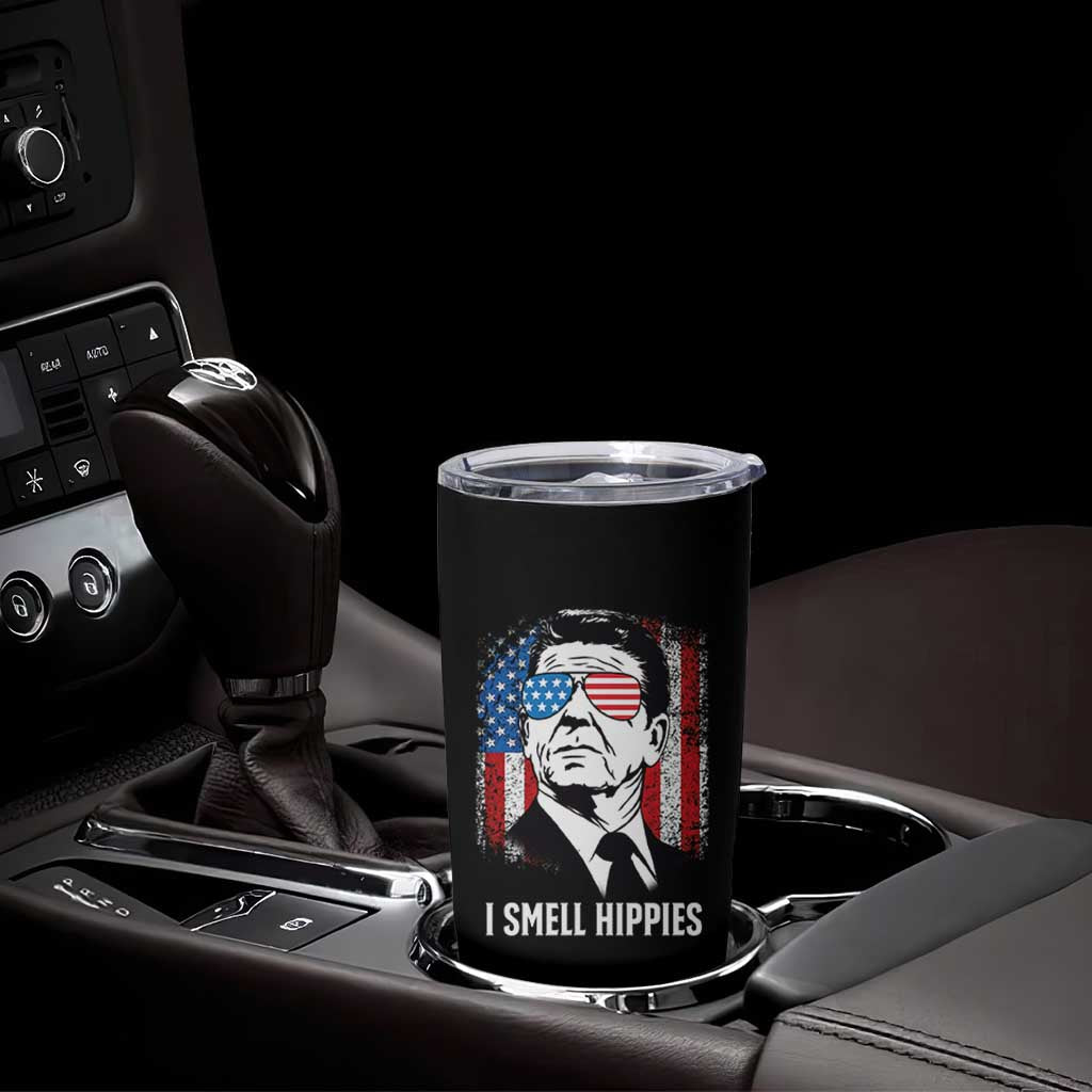 Ronald Reagan 4th of July America Flag Tumbler Cup I Smell Hippies