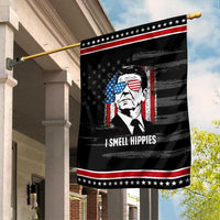 Ronald Reagan 4th of July America Flag Garden Flag I Smell Hippies