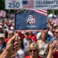 Ronald Reagan 4th of July America Flag Patriotic Handheld Flag I Smell Hippies