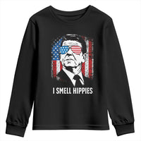 Ronald Reagan 4th of July America Flag Youth Sweatshirt I Smell Hippies