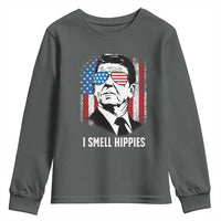 Ronald Reagan 4th of July America Flag Youth Sweatshirt I Smell Hippies
