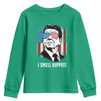 Ronald Reagan 4th of July America Flag Youth Sweatshirt I Smell Hippies