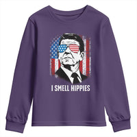 Ronald Reagan 4th of July America Flag Youth Sweatshirt I Smell Hippies