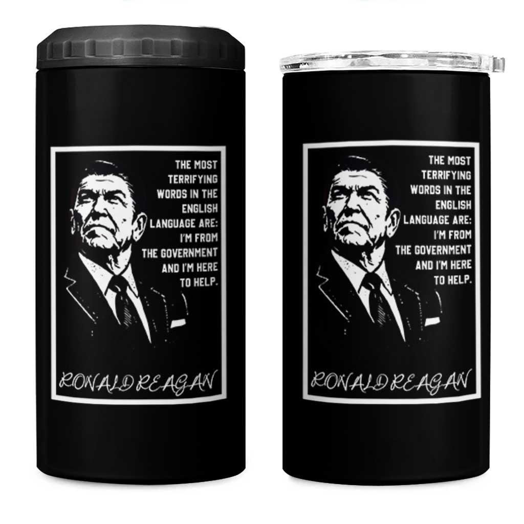 Ronald Reagan Quote 4 in 1 Can Cooler Tumbler American Flag US President