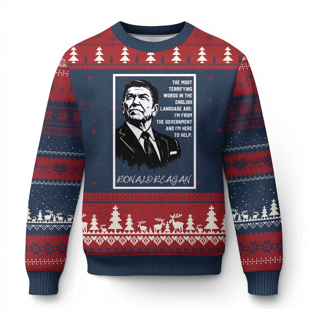 Ronald Reagan Quote Ugly Christmas Sweater American Flag US President
