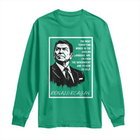 Ronald Reagan Quote Long Sleeve Shirt American Flag US President