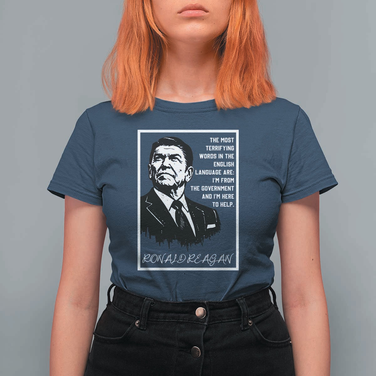 Ronald Reagan Quote T Shirt For Women American Flag US President