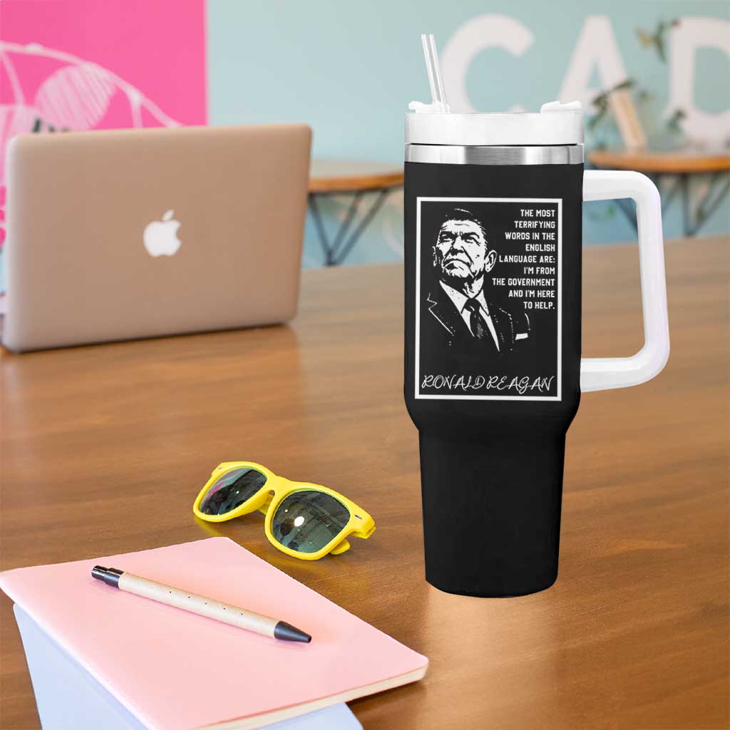Ronald Reagan Quote Tumbler With Handle American Flag US President