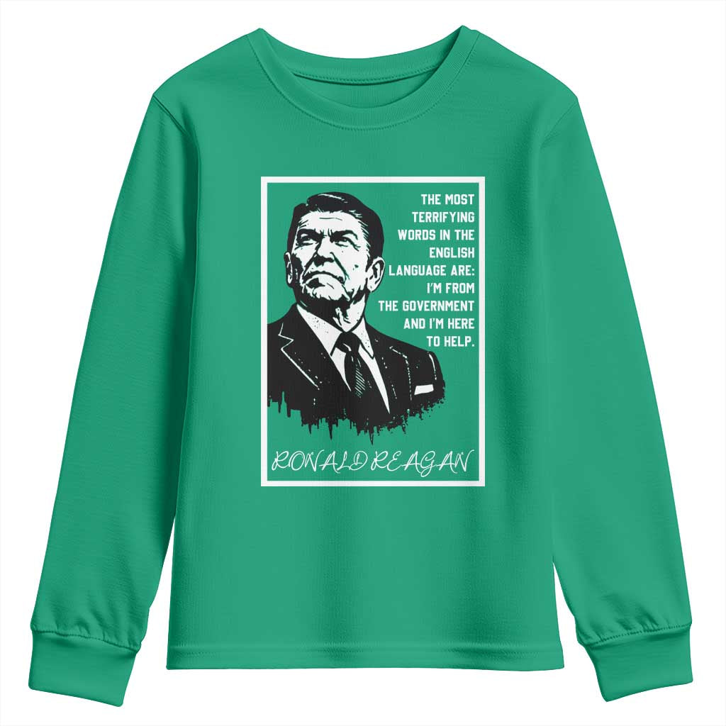 Ronald Reagan Quote Youth Sweatshirt American Flag US President